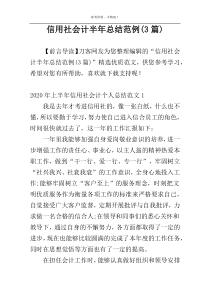 信用社会计半年总结范例(3篇)