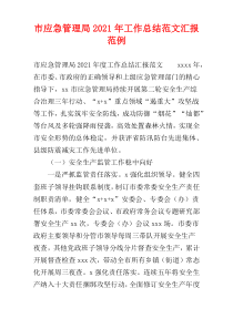 市应急管理局2021年工作总结范文汇报范例