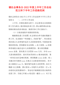 镇社会事务办2022年度上半年工作总结范文和下半年工作思路范例