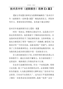 技术员半年（述职报告）范例【4篇】