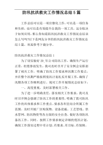 防汛抗洪救灾工作情况总结5篇