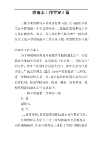 防溺水工作方案5篇