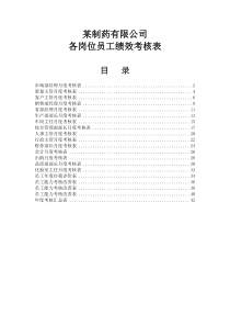 某制药有限公司各岗位员工绩效考核表