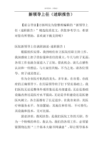 新领导上任（述职报告）