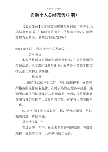 安防个人总结范例(2篇)