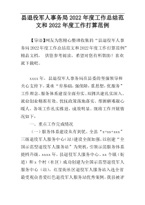 县退役军人事务局2022年度工作总结范文和2022年度工作打算范例