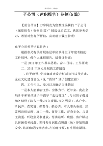 子公司（述职报告）范例(5篇)