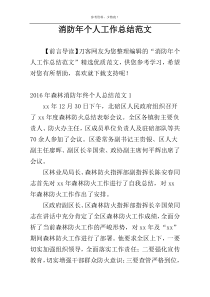 消防年个人工作总结范文