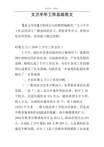 文卫半年工作总结范文