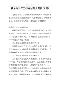 粮油站半年工作总结范文范例(3篇)