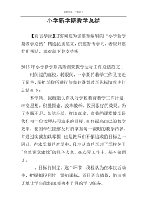 小学新学期教学总结