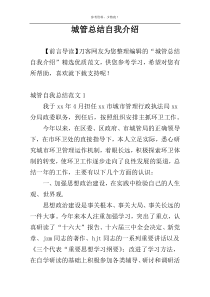 城管总结自我介绍