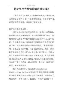 锅炉年度大检修总结范例(3篇)