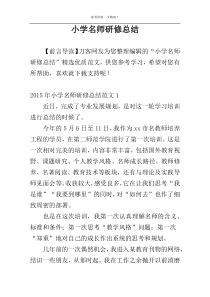 小学名师研修总结