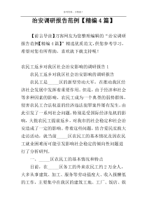 治安调研报告范例【精编4篇】