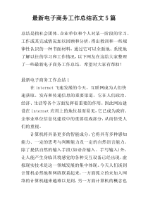 最新电子商务工作总结范文5篇
