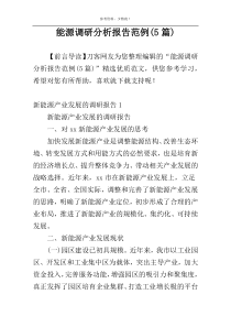 能源调研分析报告范例(5篇)