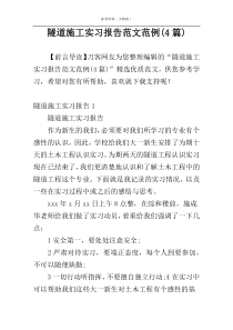 隧道施工实习报告范文范例(4篇)
