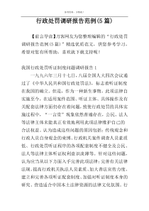 行政处罚调研报告范例(5篇)