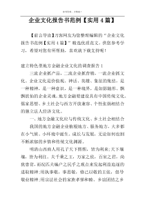 企业文化报告书范例【实用4篇】