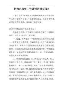 销售总监年工作计划范例(2篇)