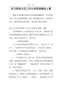 实习班班主任工作计划范例精选4篇