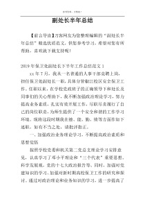 副处长半年总结