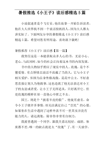 暑假推选《小王子》读后感精选5篇