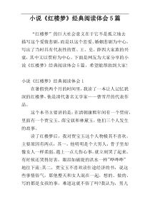 小说《红楼梦》经典阅读体会5篇