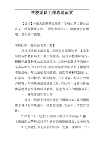学校团队工作总结范文