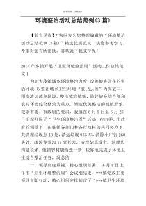 环境整治活动总结范例(3篇)
