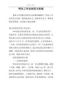 网友工作总结范文经验