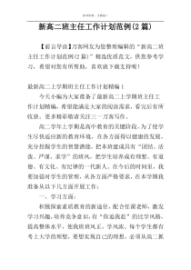 新高二班主任工作计划范例(2篇)