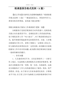 税调查报告格式范例（4篇）
