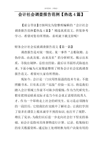 会计社会调查报告范例【热选4篇】