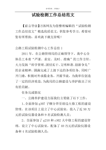 试验检测工作总结范文