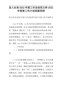县人社局2022年度工作总结范文和2022年度度工作计划思路范例