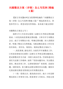 问题整改方案（详情）怎么写范例(精编4篇)