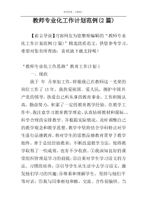 教师专业化工作计划范例(2篇)