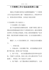 十月销售工作计划总结范例(2篇)