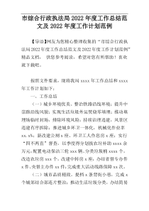 市综合行政执法局2022年度工作总结范文及2022年度工作计划范例