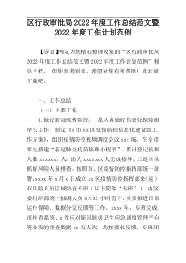 区行政审批局2022年度工作总结范文暨2022年度工作计划范例