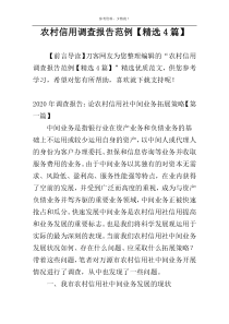 农村信用调查报告范例【精选4篇】