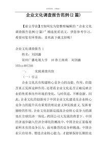 企业文化调查报告范例(2篇)