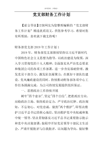 党支部财务工作计划