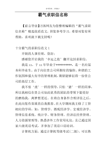 霸气求职信名称