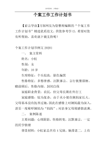 个案工作工作计划书