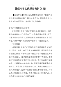 暑假汽车实践报告范例(3篇)