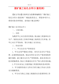 煤矿施工钻孔合同(5篇范例)
