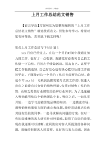 上月工作总结范文销售